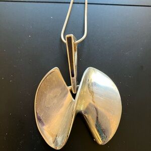 Elegant Silver Wave Pendant Necklace